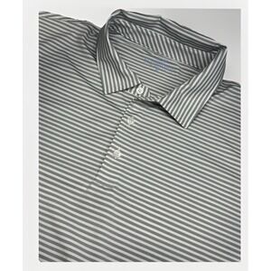 Men's Striped Grey Polo Shirt Mens XL